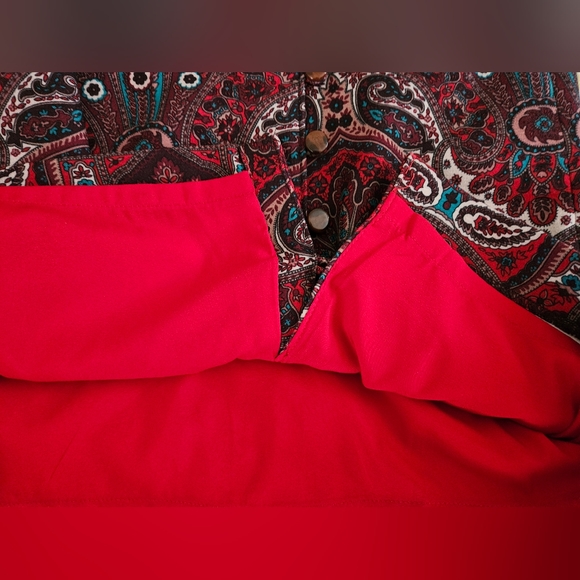 NWT Talbots Paisley Knee Length Red Opulent Side Button Detail Slit Skirt Sz 2P - Picture 8 of 12